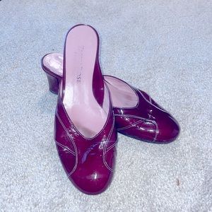 Taryn Rose wine colored mules leather size 38.5